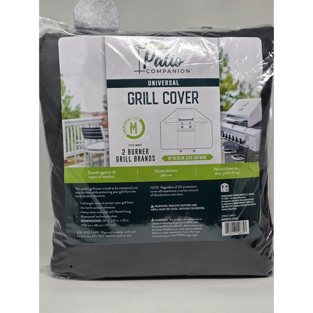 Patio Companion PA3002 59" Grill Cover Black Vinyl Waterproof Weather Resistant